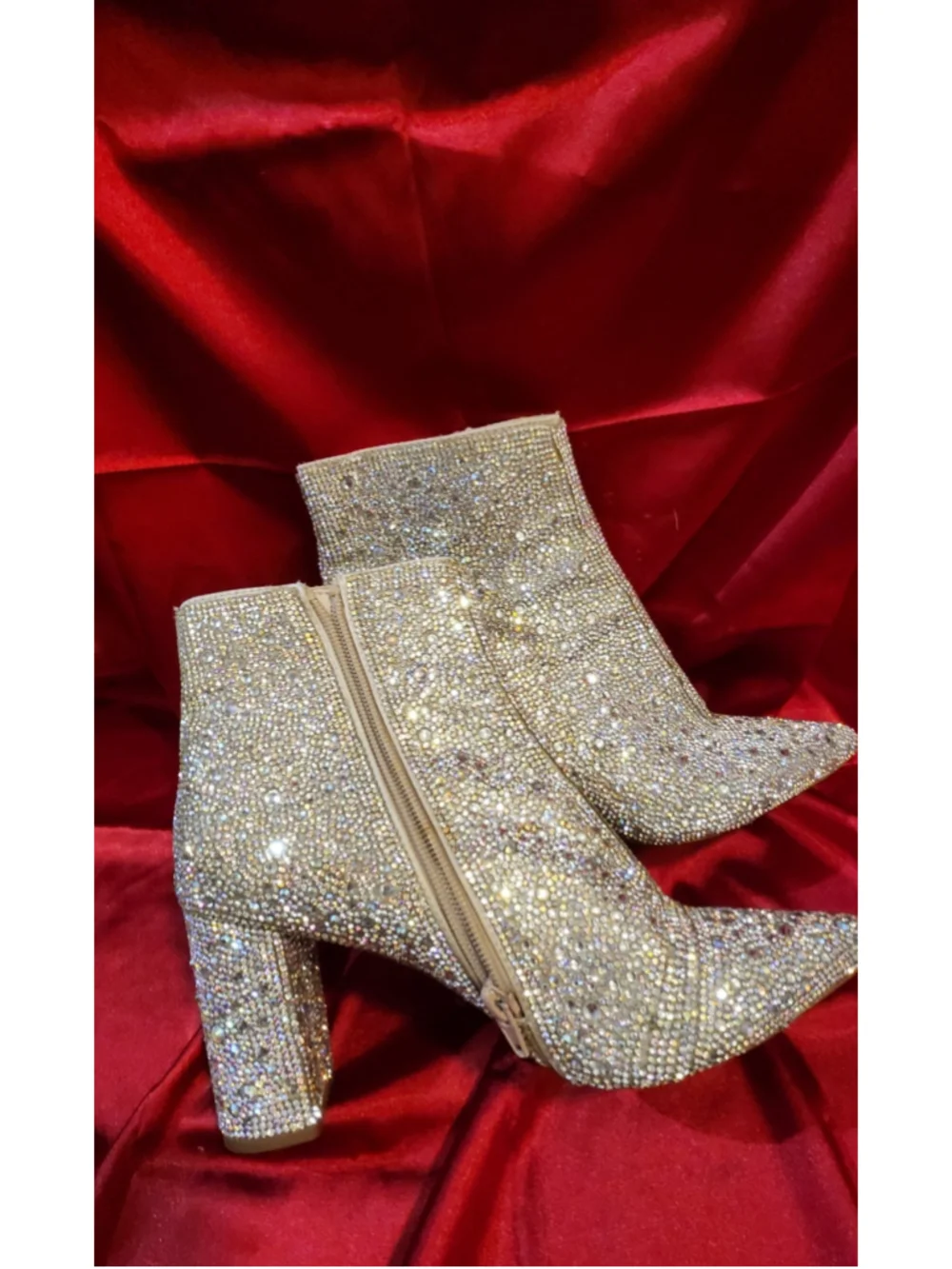 Betsy Johnson Rhinestone Ankle Boots Silver Size 7.5